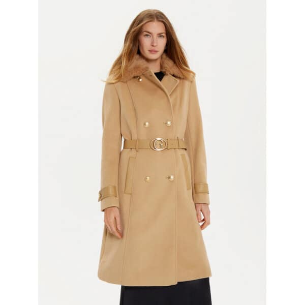 Γυναικείο Παλτό Amelia GUESS W4BL46 WGKI2 ΜΠΕΖ Regular Fit - Image 1