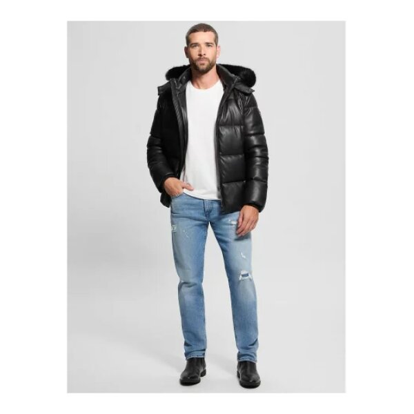 Ανδρικό μπουφάν δερμάτινο GUESS M4BL33WGJB0 μαύρο - Image 3