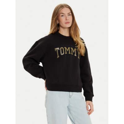 Γυναικεία Φούτερ Μπλούζα Varsity DW0DW19845 Μαύρο Boxy Fit