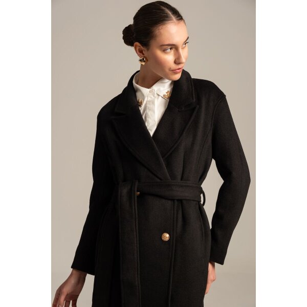 Γυναικείο Παλτό σταυρωτό με ζώνη VARSITY Mind Matter MML24-02-06-017 BLACK - Image 4