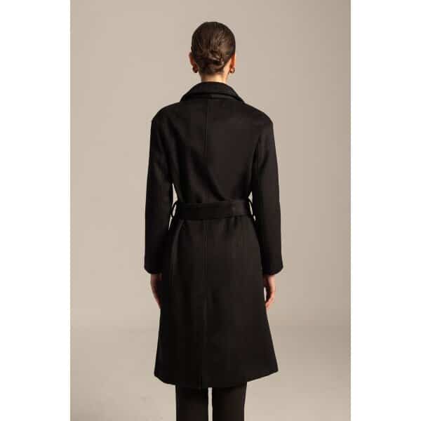 Γυναικείο Παλτό σταυρωτό με ζώνη VARSITY Mind Matter MML24-02-06-017 BLACK - Image 7