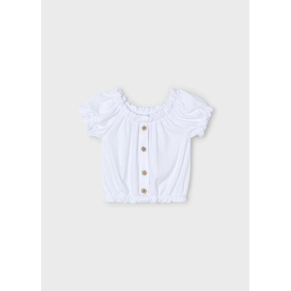 ΠΑΙΔΙΚΗ ΜΠΛΟΥΖΑ ΚΟΝΤΗ ΔΙΑΤΡΗΤΗ ΛΕΥΚΟ ΚΟΡΙΤΣΙ MAYORAL 25-03008-060 - Image 1