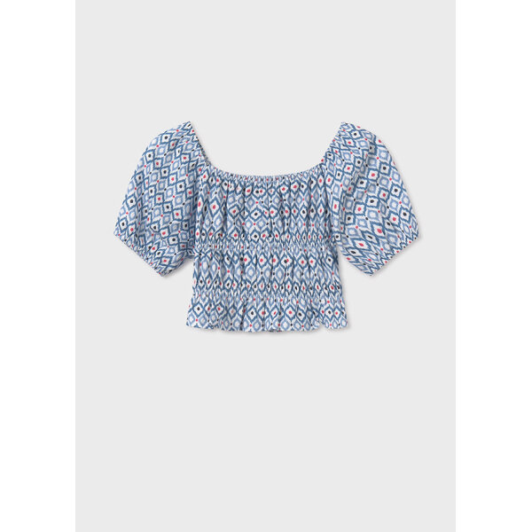 25-06025-074-L-4 ΠΑΙΔΙΚΗ ΜΠΛΟΥΖΑ ΜΠΛΕ ΣΤΑΜΠΩΤΗ   ΚΟΡΙΤΣΙ MAYORAL 25-06025-074 - Image 1