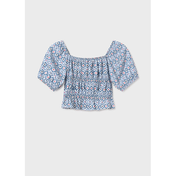 25-06025-074-L-5 ΠΑΙΔΙΚΗ ΜΠΛΟΥΖΑ ΜΠΛΕ ΣΤΑΜΠΩΤΗ   ΚΟΡΙΤΣΙ MAYORAL 25-06025-074 - Image 3