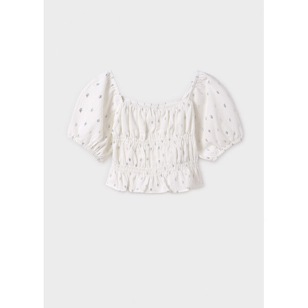 25-06025-075-L-5 ΠΑΙΔΙΚΗ ΜΠΛΟΥΖΑ ΚΟΝΤΗ ΣΤΑΜΠΩΤΗ ΕΚΡΟΥ ΚΟΡΙΤΣΙ MAYORAL 25-06025-075 - Image 3