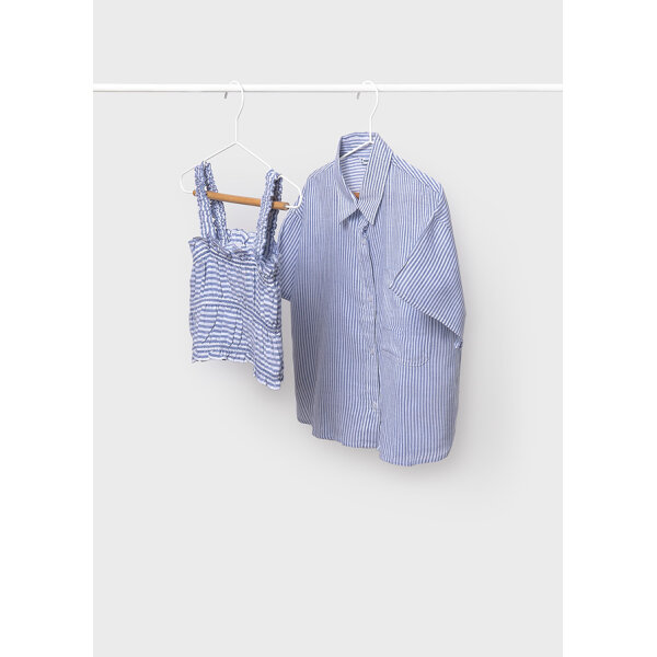 25-06145-023-L-4 ΠΑΙΔΙΚΗ ΠΟΥΚΑΜΙΣΑ ΔΥΟ ΤΜΧ ΜΠΛΕ ΡΙΓΕ  ΚΟΡΙΤΣΙ MAYORAL 25-06145-023 - Image 1