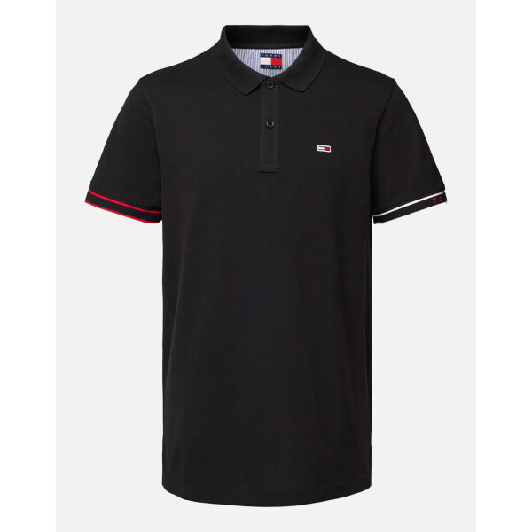 Ανδρική Μπλούζα TOMMY JEANS  TJM SLIM FLAG CUFF POLO DM0DM21306 Μαύρο - Image 1