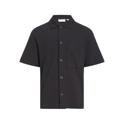 Ανδρική Μπλούζα CALVIN KLEIN CHUNKY WAFFLE SS HWK OVERSHIRT  J30J327273 Μαύρο