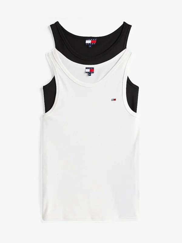 Ανδρική Μπλούζα Αμάνικη TOMMY JEANS  TJM SLIM 2PACK RIB TANK EXT  DM0DM20769 Μαύρο Λευκό - Image 1