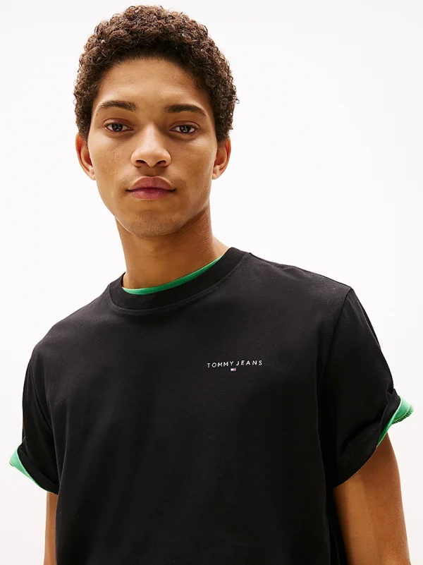 Ανδρική Μπλούζα TOMMY JEANS  TJM SLIM LINEAR CHEST SS DM0DM21188 Μαύρο - Image 2