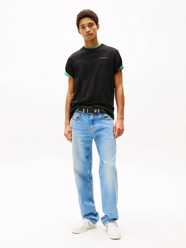 Ανδρική Μπλούζα TOMMY JEANS  TJM SLIM LINEAR CHEST SS DM0DM21188 Μαύρο - Image 3