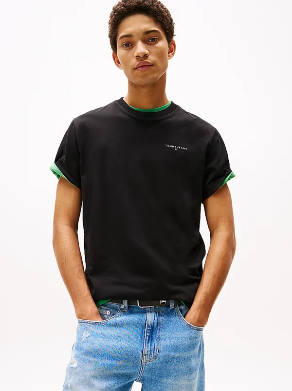 Ανδρική Μπλούζα TOMMY JEANS  TJM SLIM LINEAR CHEST SS DM0DM21188 Μαύρο - Image 5