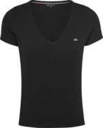 ΓΥΝΑΙΚΕΙΑ ΜΠΛΟΥΖΑ TJW SLIM ESSENTIAL RIB V SS TOMMY JEANS DW0DW17385-BDS