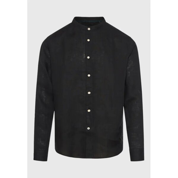 Ανδρικό Πουκάμισο λινό FUNKY BUDDHA FBM011-003-05 Μαύρο - Image 1