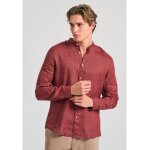 Ανδρικό Πουκάμισο λινό FUNKY BUDDHA FBM011-003-05 μπορντώ