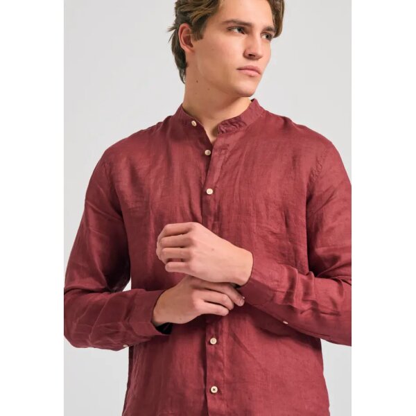 Ανδρικό Πουκάμισο λινό FUNKY BUDDHA FBM011-003-05 μπορντώ - Image 4