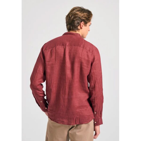 Ανδρικό Πουκάμισο λινό FUNKY BUDDHA FBM011-003-05 μπορντώ - Image 3