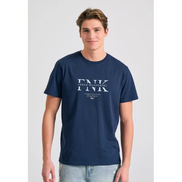 Ανδρική Μπλούζα Κοντό Μανίκι Με Τύπωμα FBM011-017-04 Μπλε - Image 1