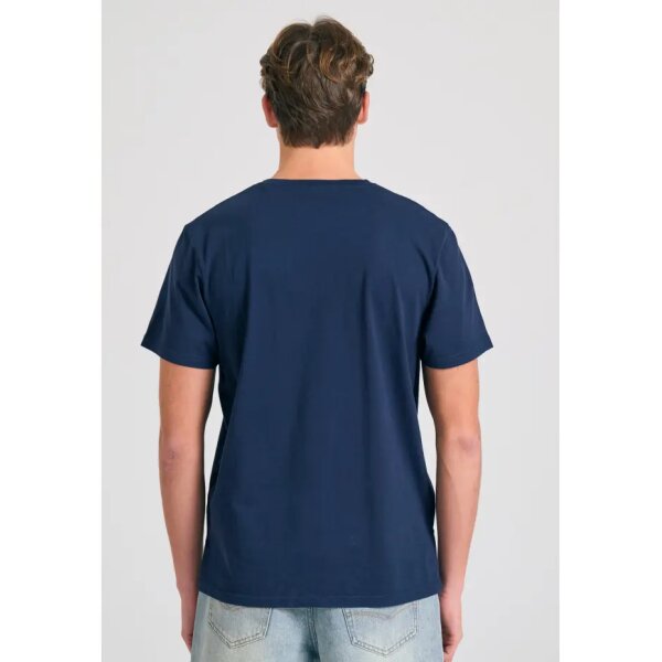 Ανδρική Μπλούζα Κοντό Μανίκι Με Τύπωμα FBM011-017-04 Μπλε - Image 3