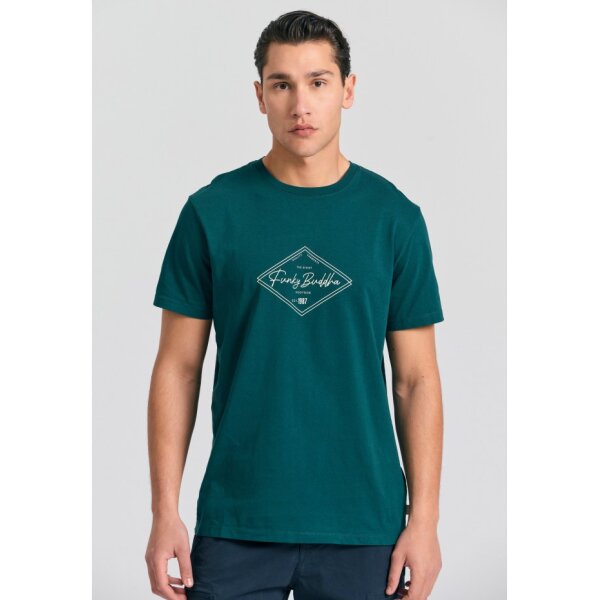 FBM011-021-04_DARK_SEA_1 Ανδρική Μπλούζα Κοντό Μανίκι Με Τύπωμα FBM011-021-04 Πράσινο - Image 1