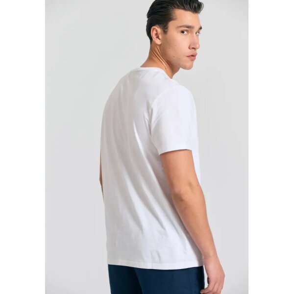 Ανδρική Μπλούζα Κοντό Μανίκι Με Τύπωμα FBM011-021-04 Λευκό - Image 4