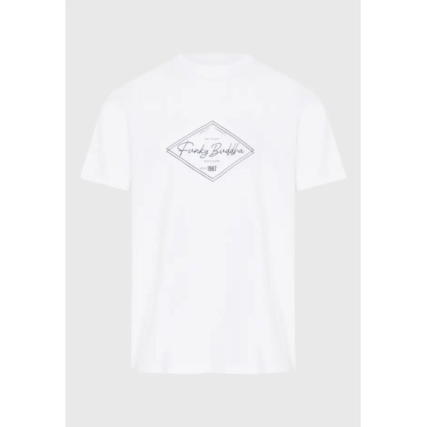 Ανδρική Μπλούζα Κοντό Μανίκι Με Τύπωμα FBM011-021-04 Λευκό - Image 3