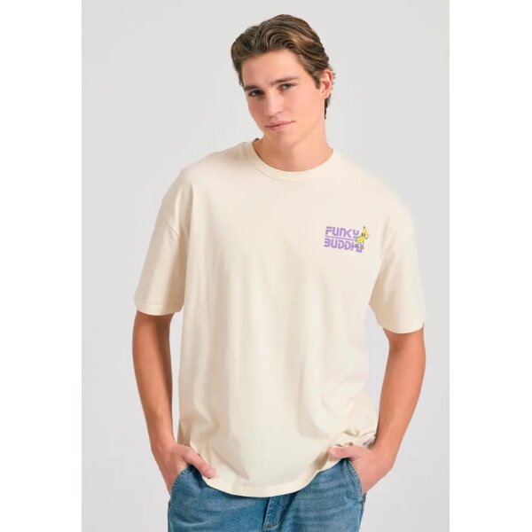 Ανδρική Μπλούζα Κοντό Μανίκι FUMKY BUDDHA FBM011-052-04 Εκρού - Image 1