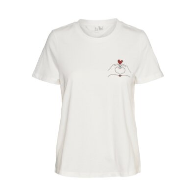 ΓΥΝΑΙΚΕΙΑ ΜΠΛΟΥΖΑ ΛΕΥΚΗ ΜΕ ΚΑΡΔΙΑ VERO MODA VMVIVA S/S O-NECK T-SHIRT JRS BTQ GA 10322077
