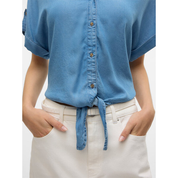 ΓΥΝΑΙΚΕΙΟ ΠΟΥΚΑΜΙΣΟ ΤΖΙΝ VERO MODA  VMFLEUR SS BOW TENCEL SHIRT 10326059 - Image 3