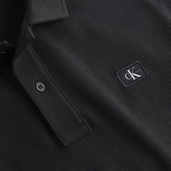 Ανδρική Μπλούζα POLO CALVIN KLEIN WOVEN LABEL J30J327040 Μαύρο - Image 3