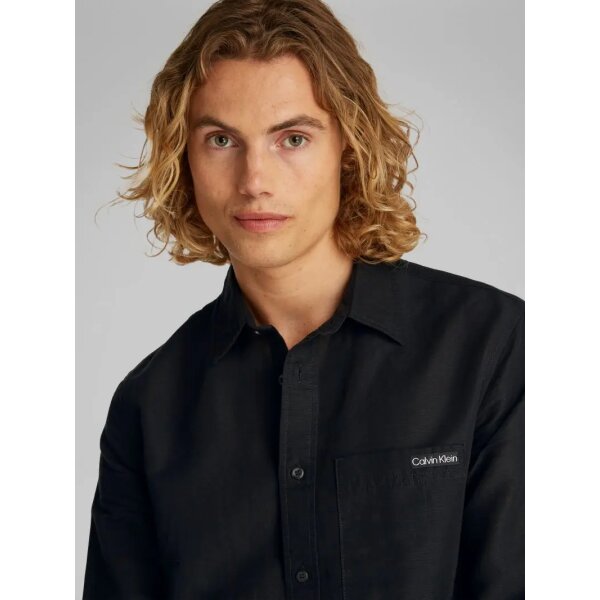 Ανδρικό Πουκάμισο CALVIN KLEIN LINEN COTTON J30J327295 Μαύρο - Image 2