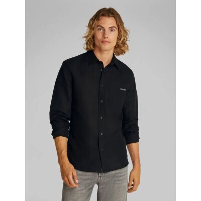Ανδρικό Πουκάμισο CALVIN KLEIN LINEN COTTON J30J327295 Μαύρο