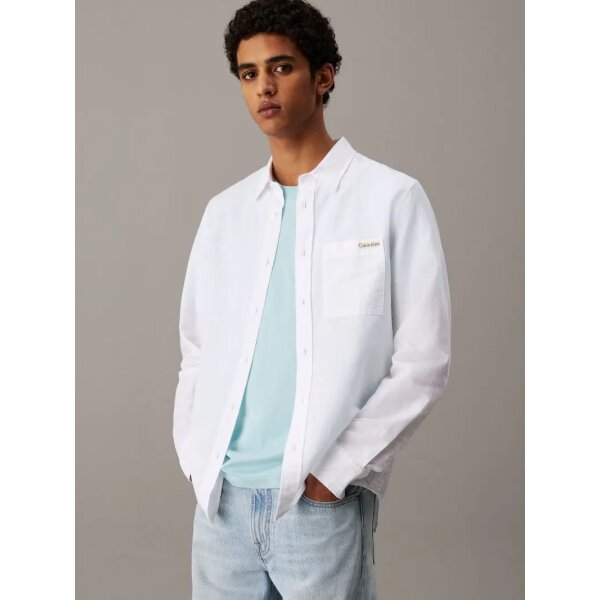 Ανδρικό Πουκάμισο CALVIN KLEIN LINEN COTTON J30J327295 Λευκό - Image 1