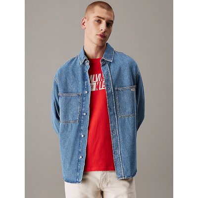 Ανδρικό Πουκάμισο jean CALVIN KLEIN RELAXED DENIM J30J327511 Μπλε