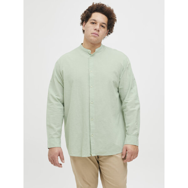 JJEBREEZE LINEN BLE BAND SHIRT LS SN PLS Ανδρικό Πουκάμισο JACK & JONES PLUS SIZE LINO 12270008 Πράσινο - Image 2