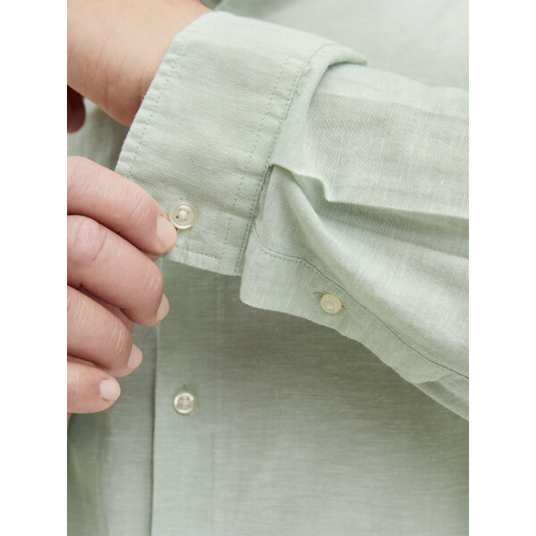 JJEBREEZE LINEN BLE BAND SHIRT LS SN PLS Ανδρικό Πουκάμισο JACK & JONES PLUS SIZE LINO 12270008 Πράσινο - Image 7