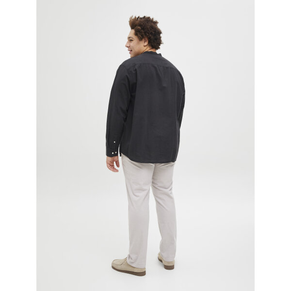 JJEBREEZE LINEN BLE BAND SHIRT LS SN PLS Ανδρικό Πουκάμισο JACK & JONES PLUS SIZE LINO 12270008 Μαύρο - Image 2