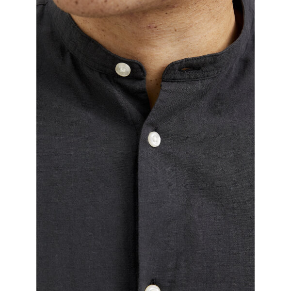 JJEBREEZE LINEN BLE BAND SHIRT LS SN PLS Ανδρικό Πουκάμισο JACK & JONES PLUS SIZE LINO 12270008 Μαύρο - Image 5