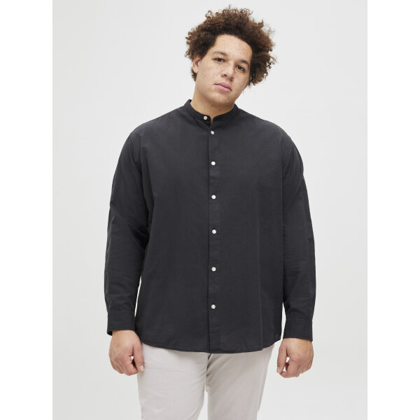 JJEBREEZE LINEN BLE BAND SHIRT LS SN PLS Ανδρικό Πουκάμισο JACK & JONES PLUS SIZE LINO 12270008 Μαύρο - Image 6