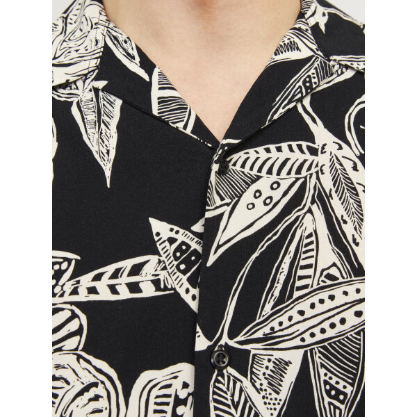 Ανδρικό Πουκάμισο Κοντομάνικο JACK & JONES  Relaxed Fit 12274953 Μαύρο - Image 3