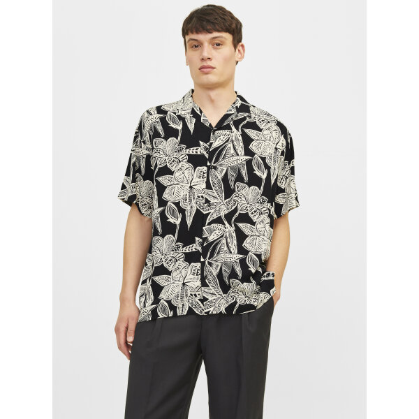 Ανδρικό Πουκάμισο Κοντομάνικο JACK & JONES  Relaxed Fit 12274953 Μαύρο - Image 6