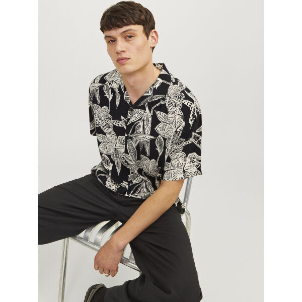 Ανδρικό Πουκάμισο Κοντομάνικο JACK & JONES  Relaxed Fit 12274953 Μαύρο - Image 7