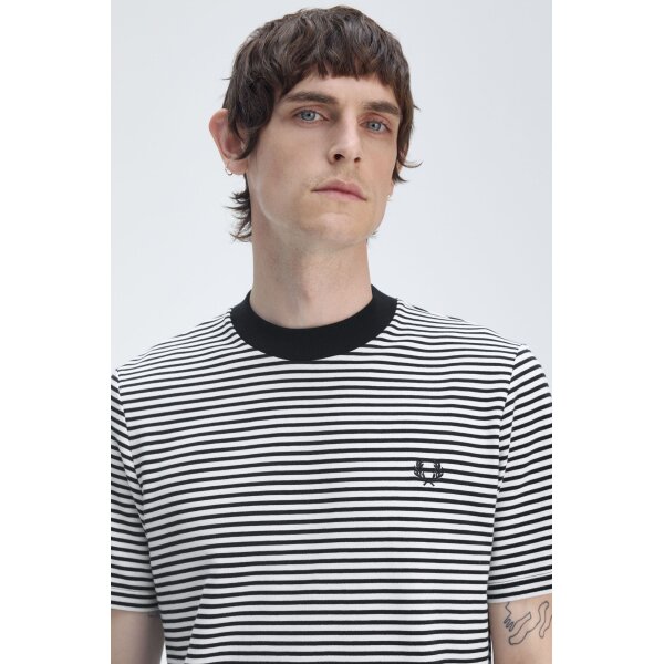 Ανδρική Μπλούζα FRED PERRY Ριγέ Fine Stripe Heavy Weight  M6581 Μπλε - Image 5