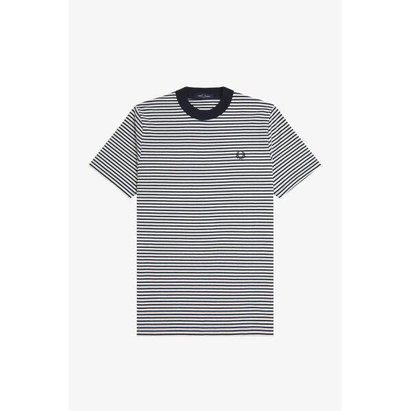 Ανδρική Μπλούζα FRED PERRY Ριγέ Fine Stripe Heavy Weight  M6581 Μπλε - Image 3