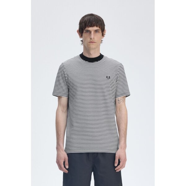 M6581_267_V2_Q125_MOD1_FRONT Ανδρική Μπλούζα FRED PERRY Ριγέ Fine Stripe Heavy Weight M6581 Μπλε - Image 1