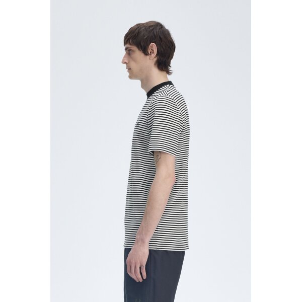 Ανδρική Μπλούζα FRED PERRY Ριγέ Fine Stripe Heavy Weight  M6581 Μπλε - Image 2