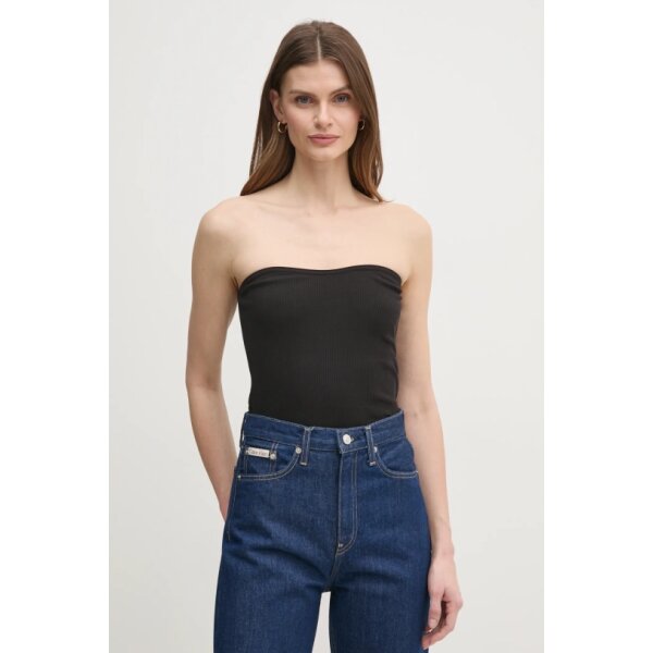 ΓΥΝΑΙΚΕΙΑ ΜΠΛΟΥΖΑ WOVEN LABEL RIB SLEEVELESS TOP CALVIN KLEIN J20J225310-BEH - Image 1