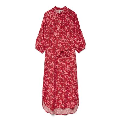 ΓΥΝΑΙΚΕΙΟ ΦΟΡΕΜΑ ΚΟΚΚΙΝΟ VERO MODA VMBETSY 3/4 7/8 SHIRT DRESS WVN BTQ GA 10328044