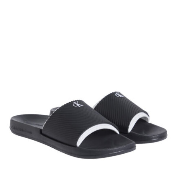 Ανδρική Παντόφλα CALVIN KLEIN SLIDE RUBBER NEOPRENE TEXT YM0YM01234  Λευκό Μαύρο - Image 4