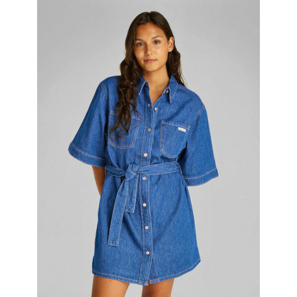 fixedratio_20250410170517_calvin_klein_belted_mini_semizie_forema_denim_j20j225169_1a4 ΓΥΝΑΙΚΕΙΟ ΦΟΡΕΜΑ LINEN BOXY BELTED SHIRT DRESS CALVIN KLEIN J20J225169-1A4 - Image 1